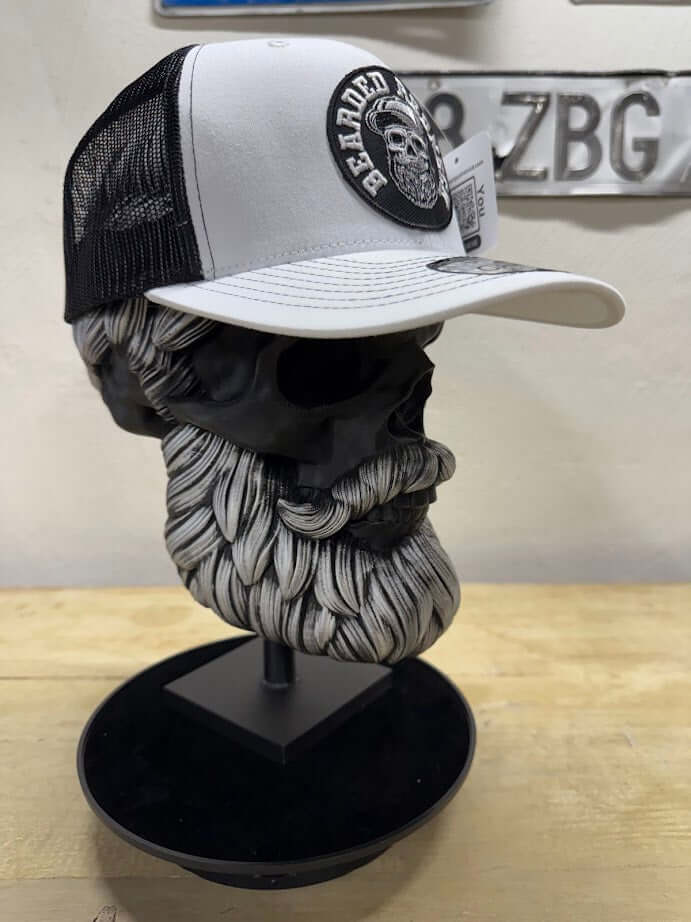 Bearder Redneck Skull With A Beard Trucker Hat Side