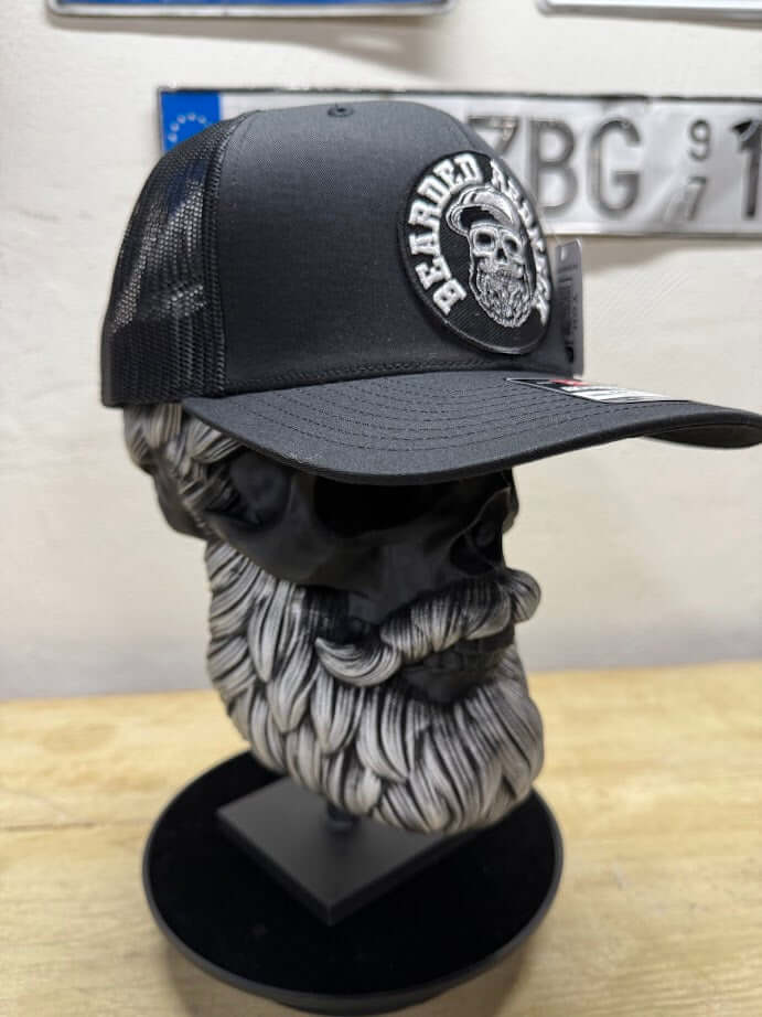 Bearder Redneck Skull With A Beard Trucker Hat Side