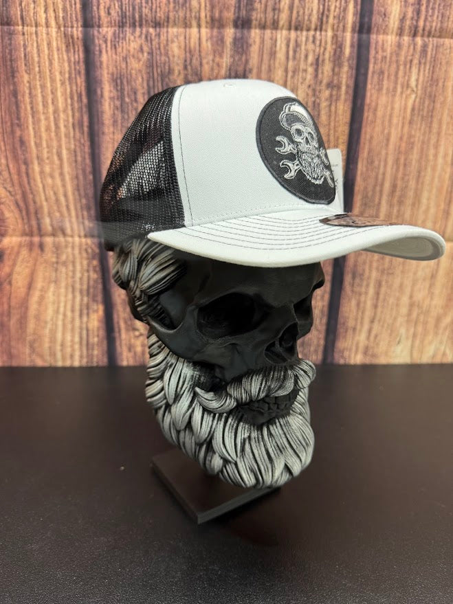 Bearded Skull Mechanic Trucker Hat – Fun Gift for Beard Lovers Beard Guys Hat Club