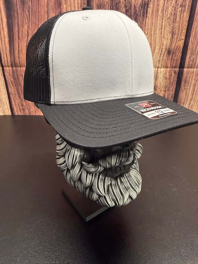 St Patrick’s Day Lucky Beard Skull Trucker Hat front view,  St Patrick’s Day Lucky Beard Skull Trucker Hat side mesh panel,  St Patrick’s Day Lucky Beard Skull Trucker Hat adjustable snapback back view,  Lucky Beard Skull graphic detail on St Patrick’s Day trucker hat
