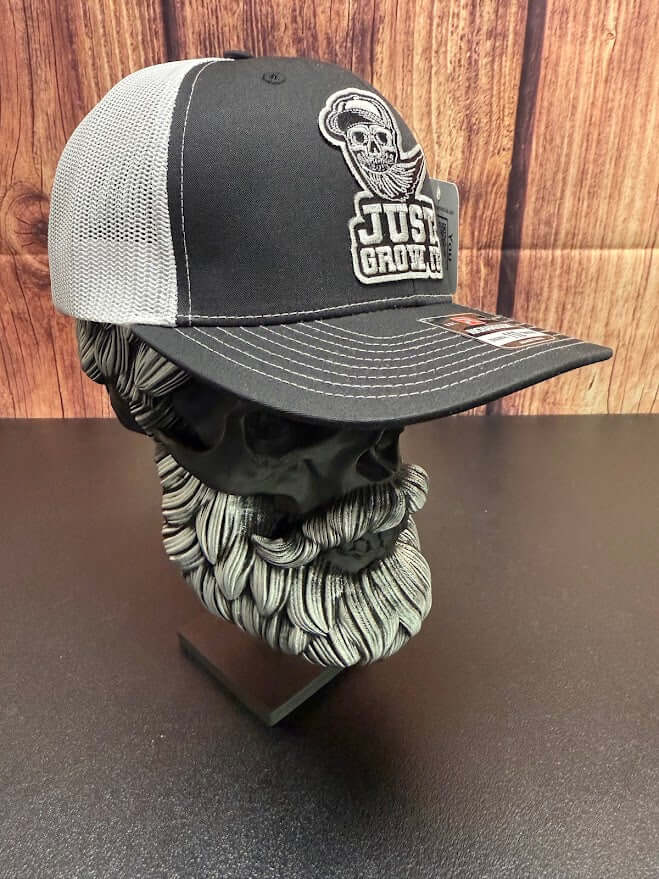 Just Grow It Bearded Skull Trucker Hat Beard Guys Hat Club
