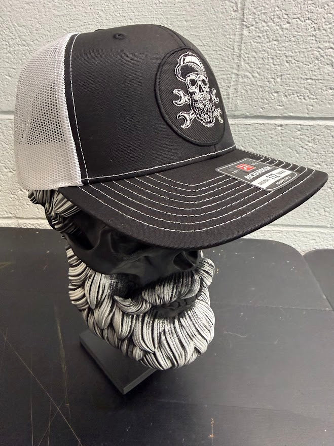 Bearded Skull Mechanic Richardson Trucker Hat For Beard Guys