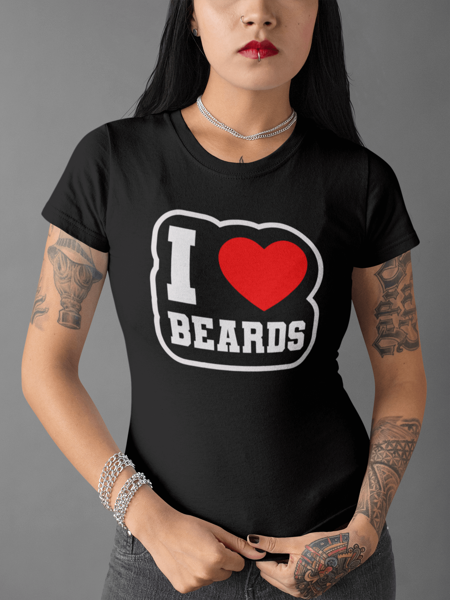 I Love Beards Bella Tee Shirt For The Ladies