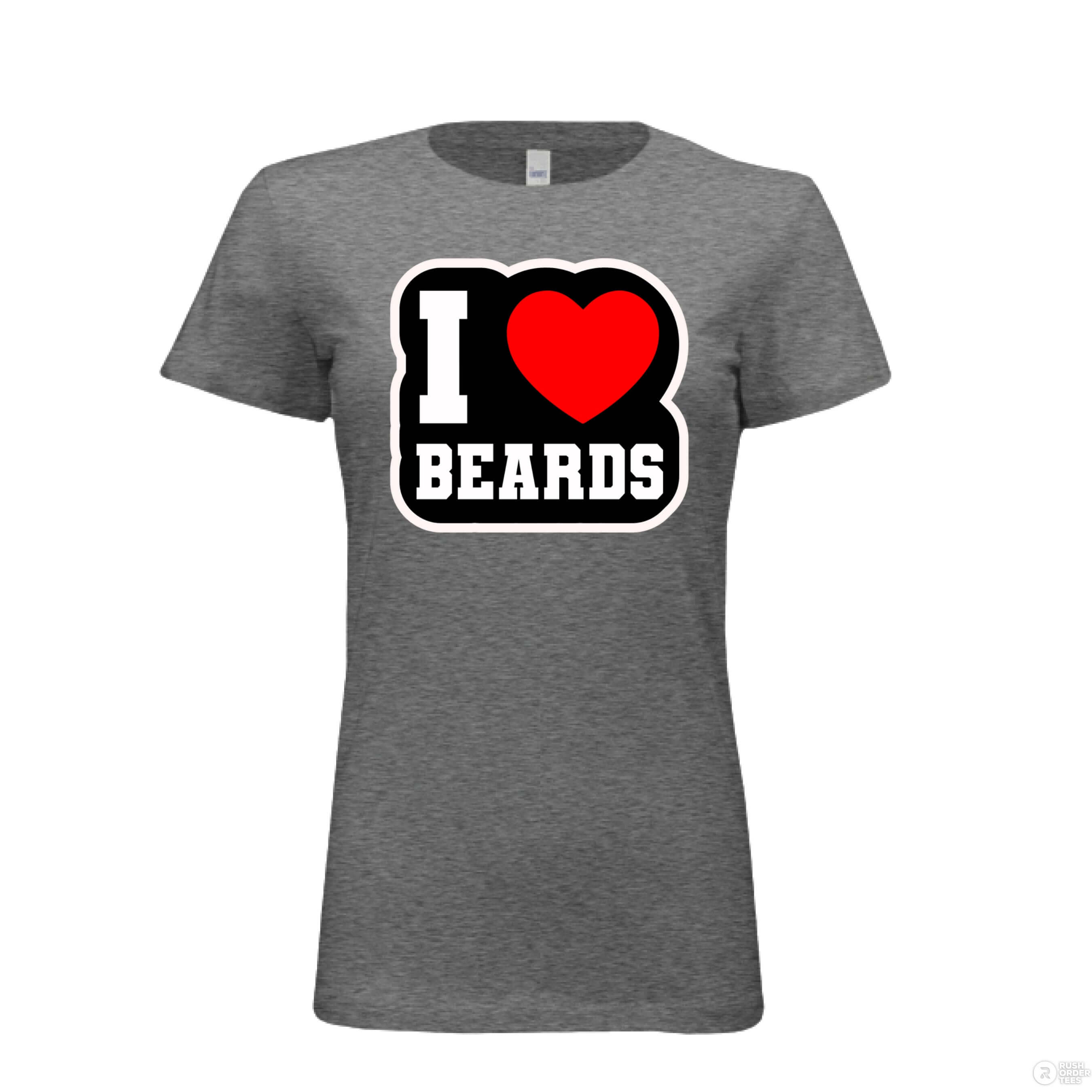 I Love Beards Bella Tee Shirt For The Ladies DEEP HEATHER - FRONT
