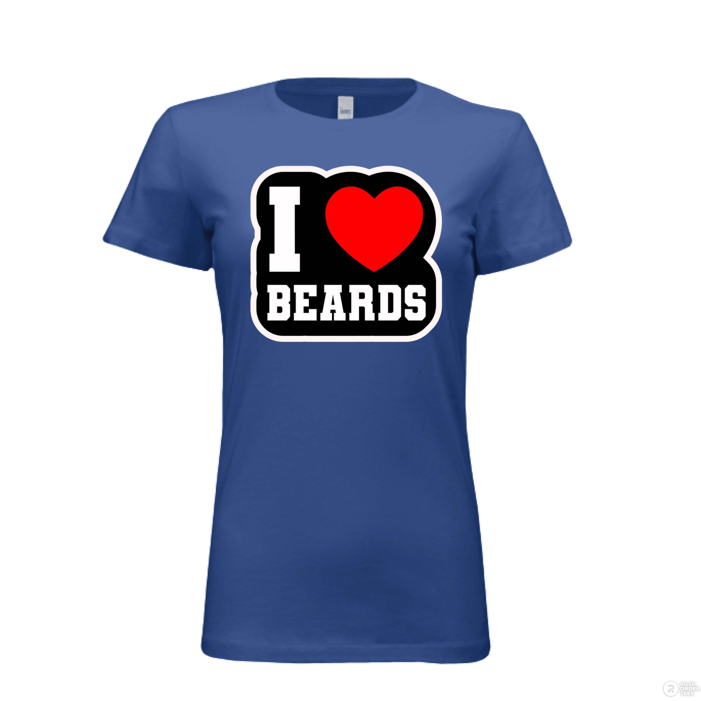 I Love Beards Bella Tee Shirt For The Ladies TRUE ROYAL - FRONT