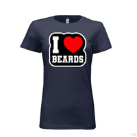 I Love Beards Bella Tee Shirt For The Ladies NAVY - FRONT