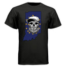 Indiana Bearded Skull Flag T-Shirt – Bold Style for Proud Beard Men  BLACK - FRONT