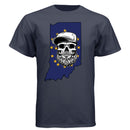 Indiana Bearded Skull Flag T-Shirt – Bold Style for Proud Beard Men  Athletic Navy - FRONT