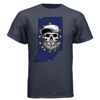 Indiana Bearded Skull Flag T-Shirt – Bold Style for Proud Beard Men  Athletic Navy - FRONT