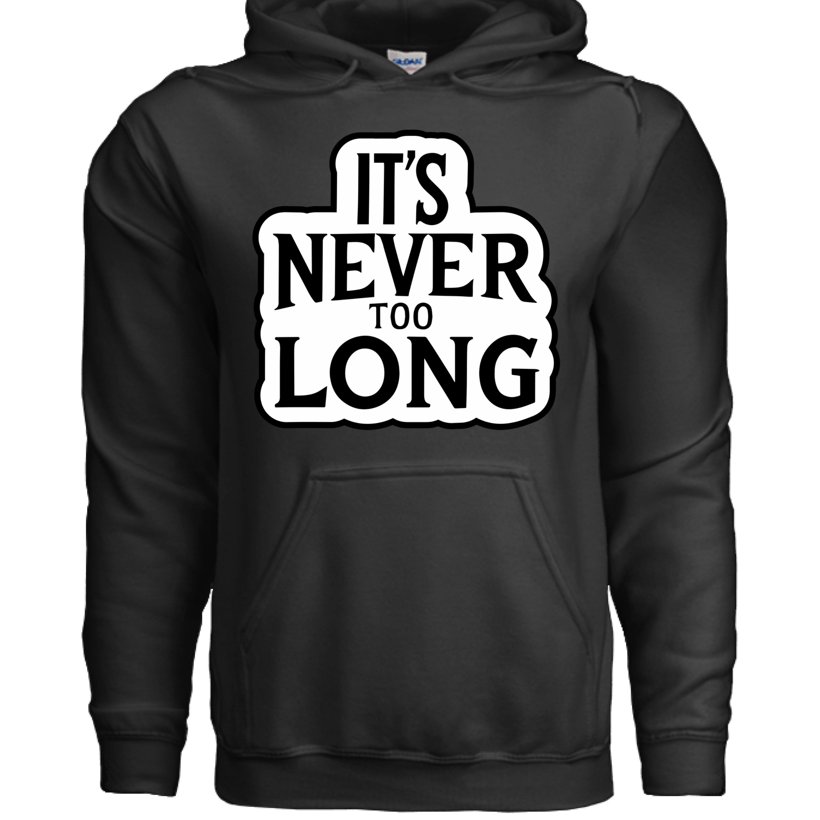 It's Never Too Long Bold Beard Graphic Hoodie BLACK - FRONT