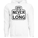It's Never Too Long Bold Beard Graphic Hoodie WHITE - FRONT