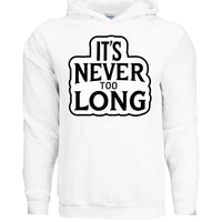 It's Never Too Long Bold Beard Graphic Hoodie WHITE - FRONT