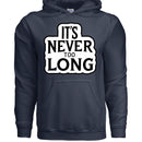 It's Never Too Long Bold Beard Graphic Hoodie NAVY - FRONT