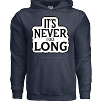 It's Never Too Long Bold Beard Graphic Hoodie NAVY - FRONT