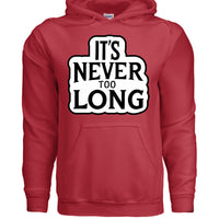 It's Never Too Long Bold Beard Graphic Hoodie RED - FRONT