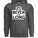 It's Never Too Long Bold Beard Graphic Hoodie CHARCOAL - FRONT