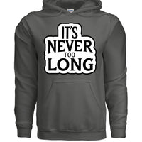 It's Never Too Long Bold Beard Graphic Hoodie CHARCOAL - FRONT
