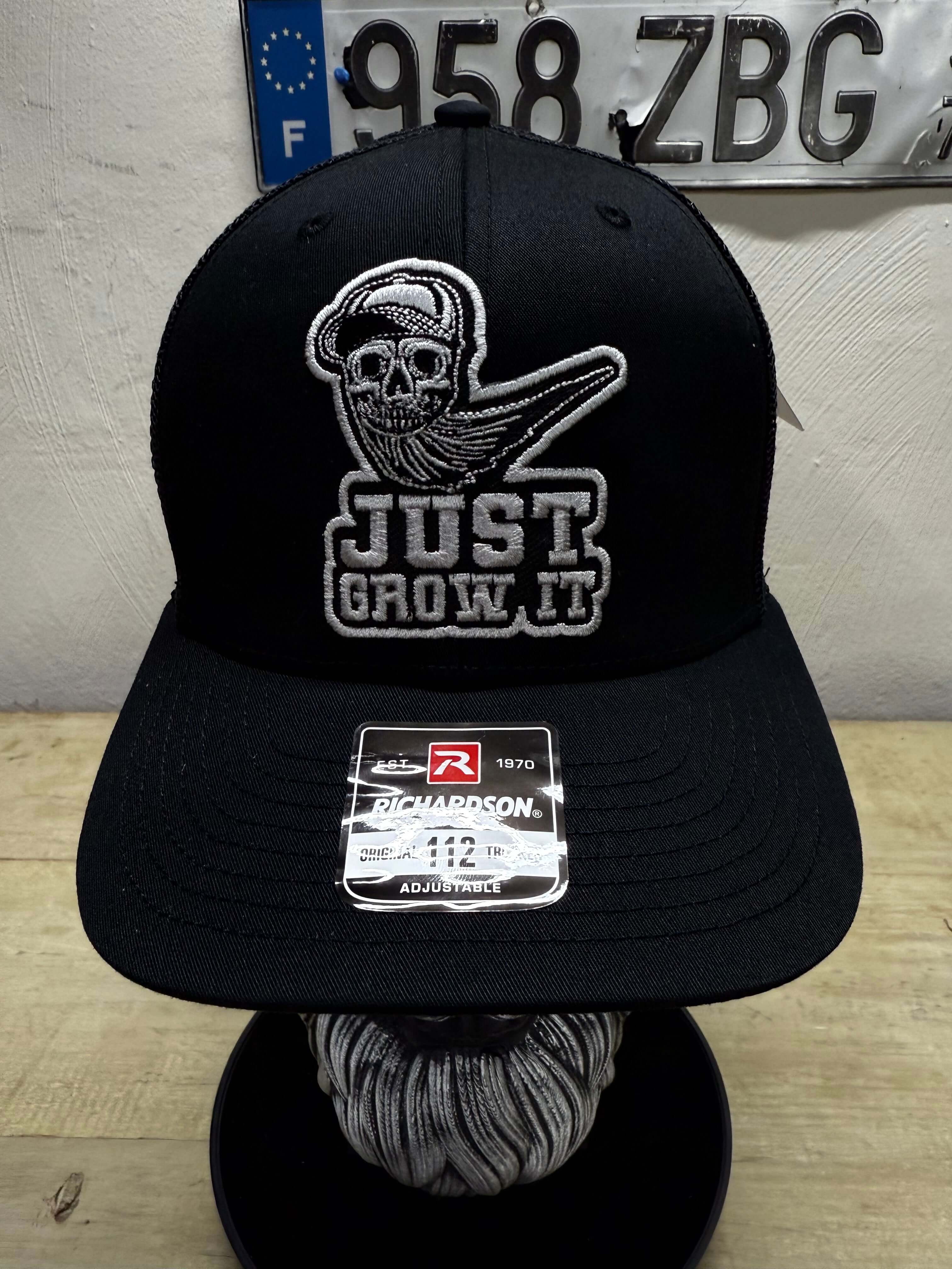 Just Grow It Bearded Skull Trucker Hat