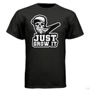 Just Grow It Funny Beard Hanes Tee Shirt BLACK - FRONT