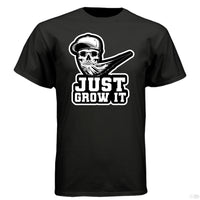 Just Grow It Funny Beard Hanes Tee Shirt BLACK - FRONT