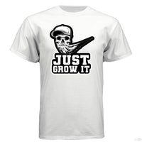 Just Grow It Funny Beard Hanes Tee Shirt WHITE - FRONT