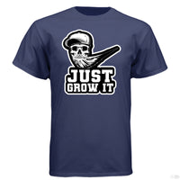 Just Grow It Funny Beard Hanes Tee Shirt NAVY - FRONT
