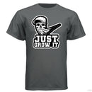 Just Grow It Funny Beard Hanes Tee Shirt CHARCOAL HEATHER - FRONT