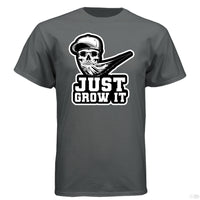 Just Grow It Funny Beard Hanes Tee Shirt CHARCOAL HEATHER - FRONT