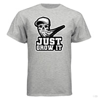 Just Grow It Funny Beard Hanes Tee Shirt ASH - FRONT