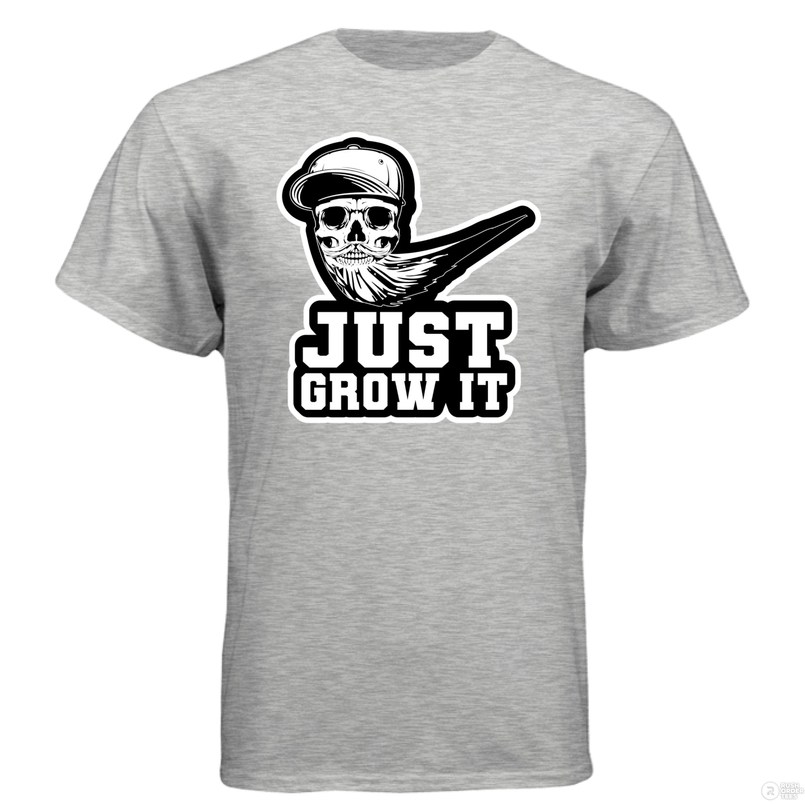 Just Grow It Funny Beard Hanes Tee Shirt ASH - FRONT