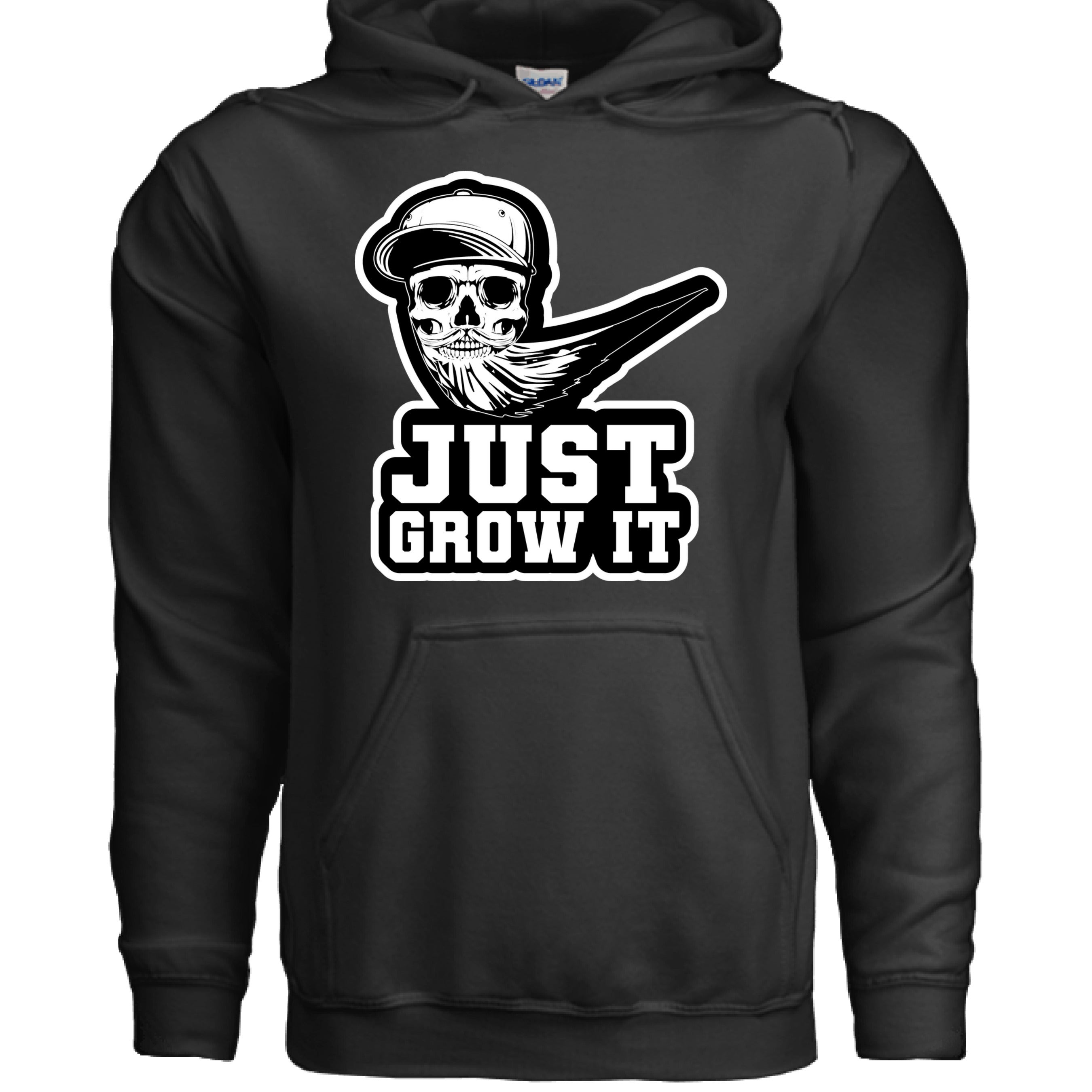 Just Grow It Funny Beard Hoodie BLACK - FRONT