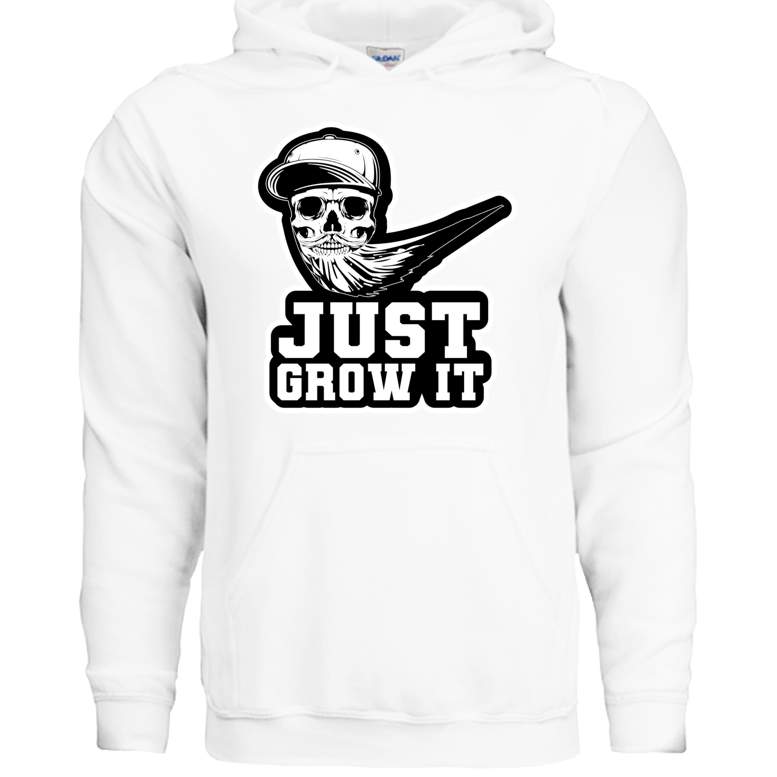 Just Grow It Funny Beard Hoodie WHITE - FRONT