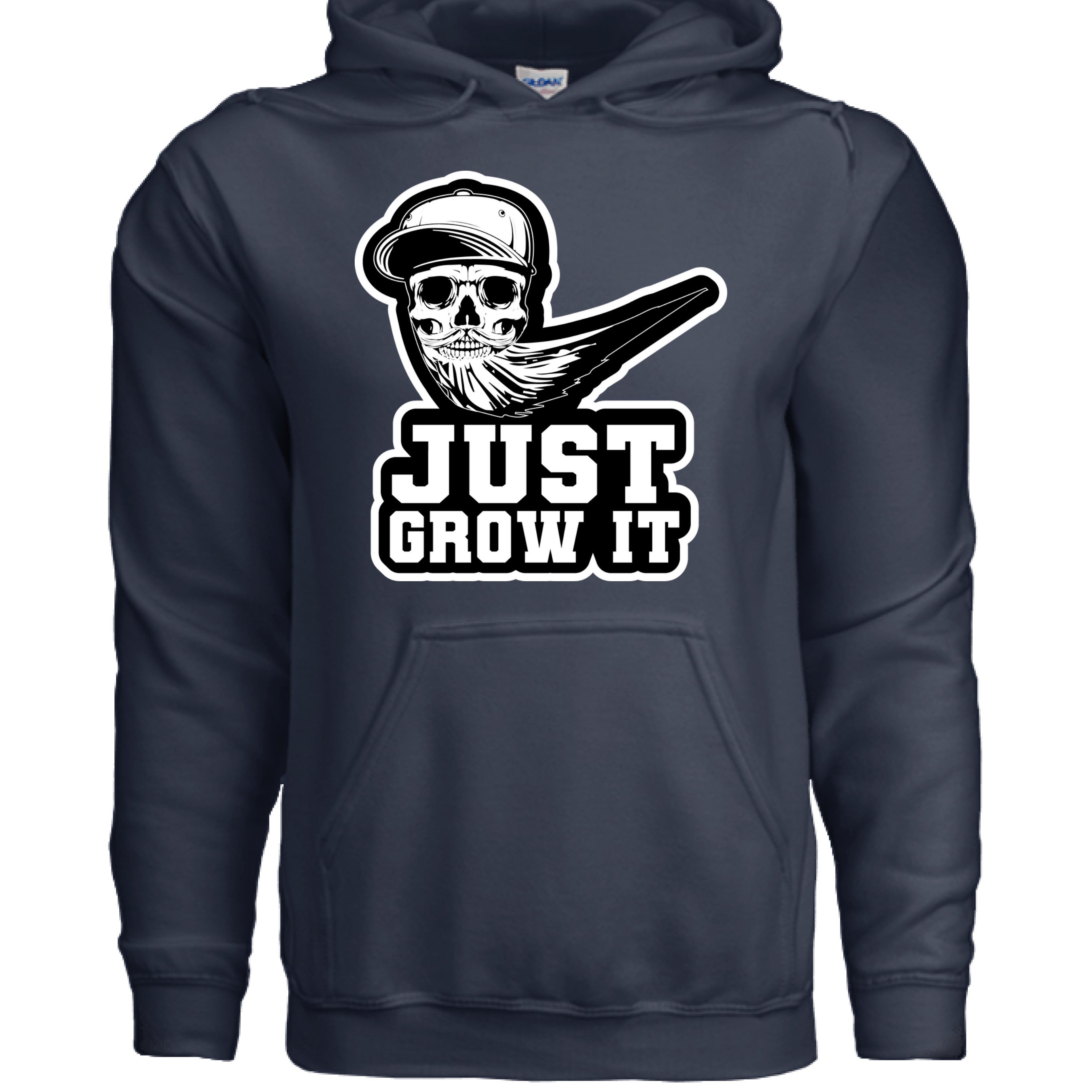 Just Grow It Funny Beard Hoodie NAVY - FRONT