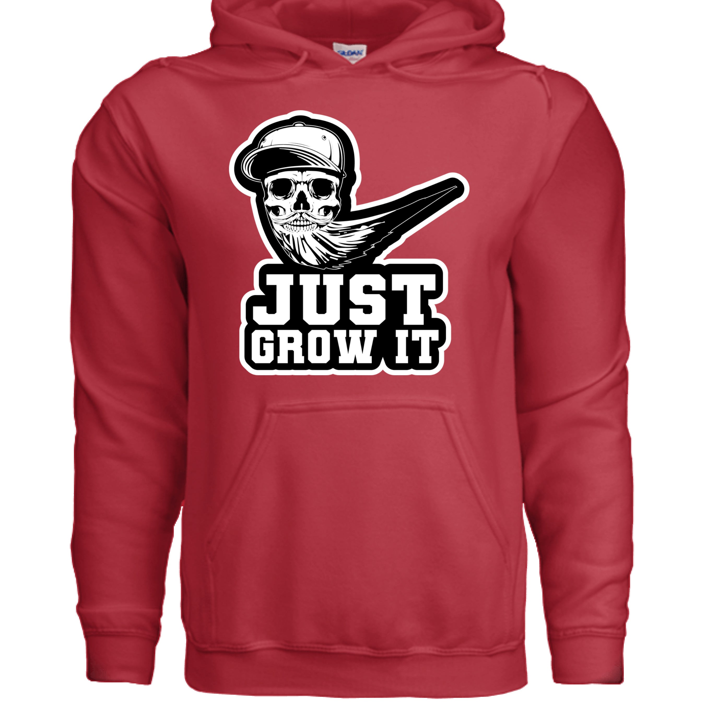 Just Grow It Funny Beard Hoodie RED - FRONT