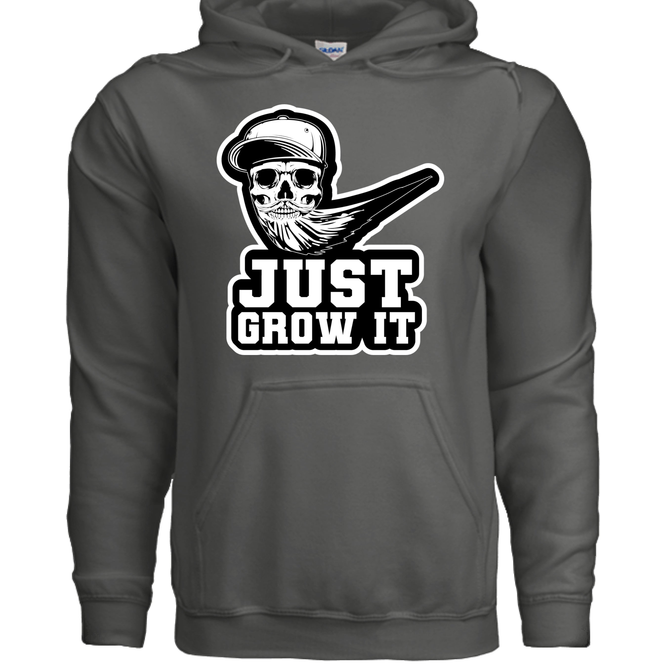 Just Grow It Funny Beard Hoodie CHARCOAL - FRONT