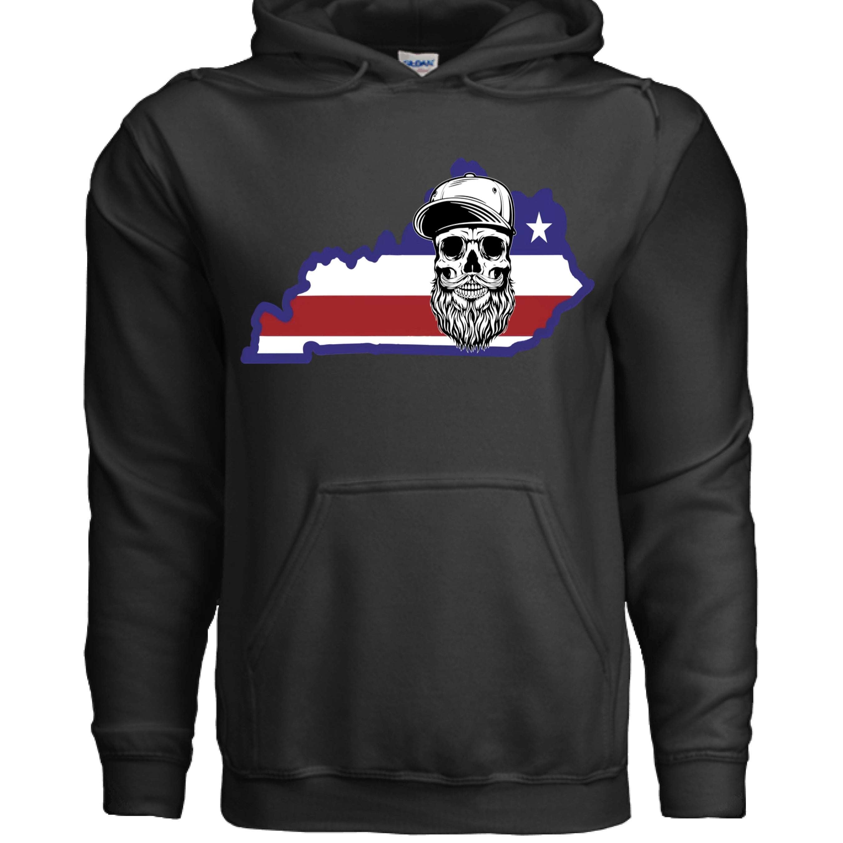 Kentucky Bearded Skull Hoodie BLACK - FRONT
