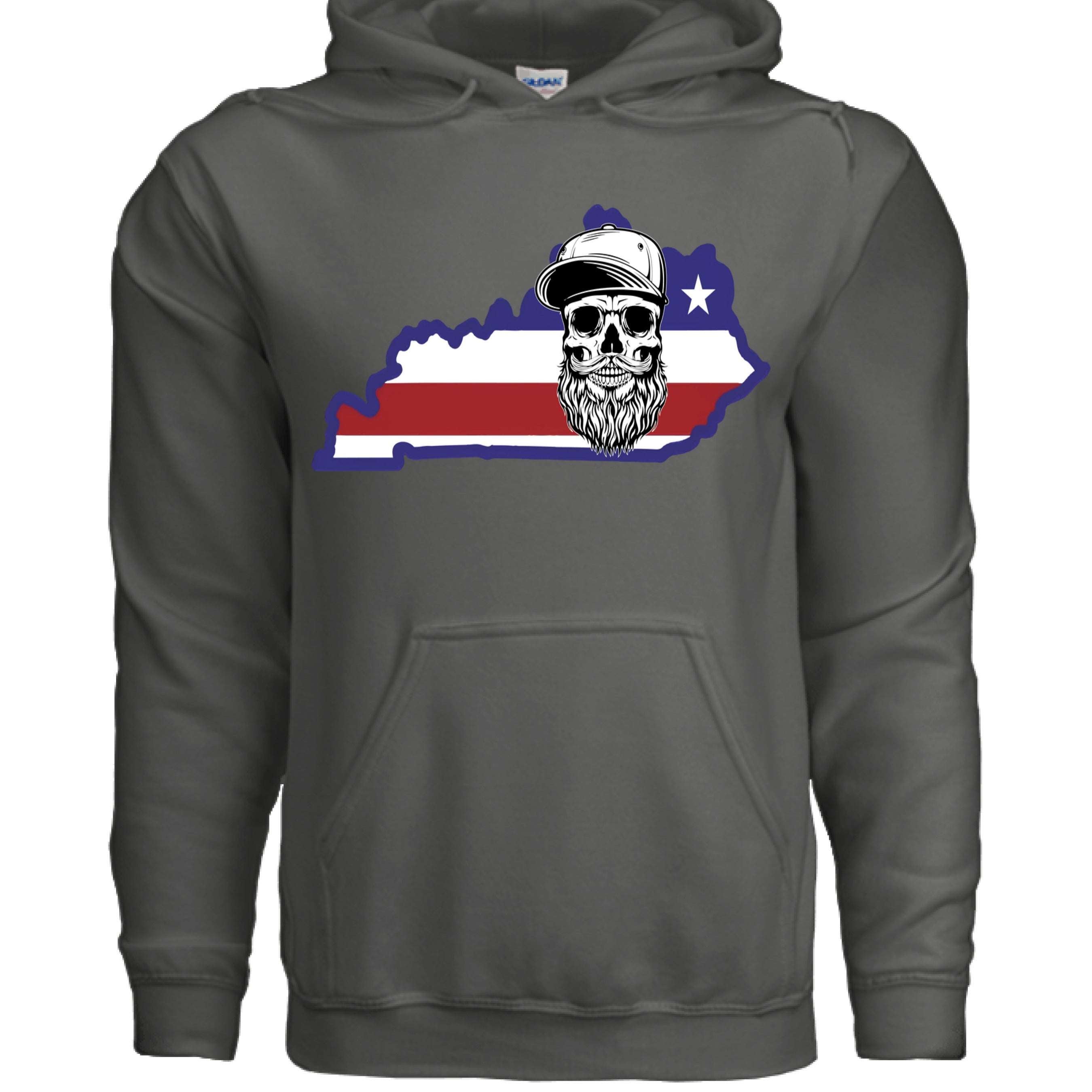 Kentucky Bearded Skull Hoodie CHARCOAL - FRONT