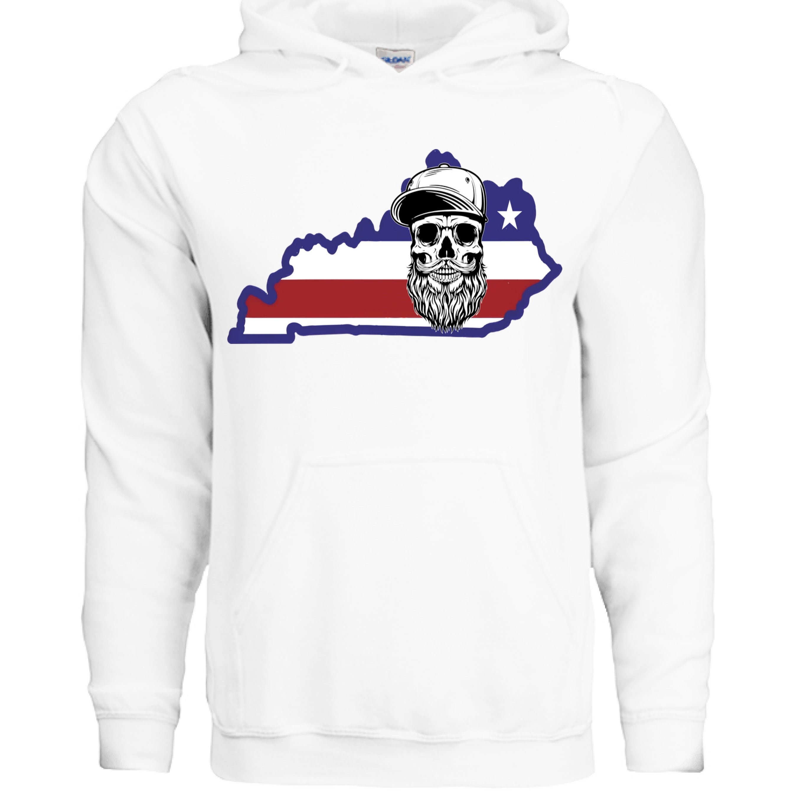 Kentucky Bearded Skull Hoodie WHITE - FRONT