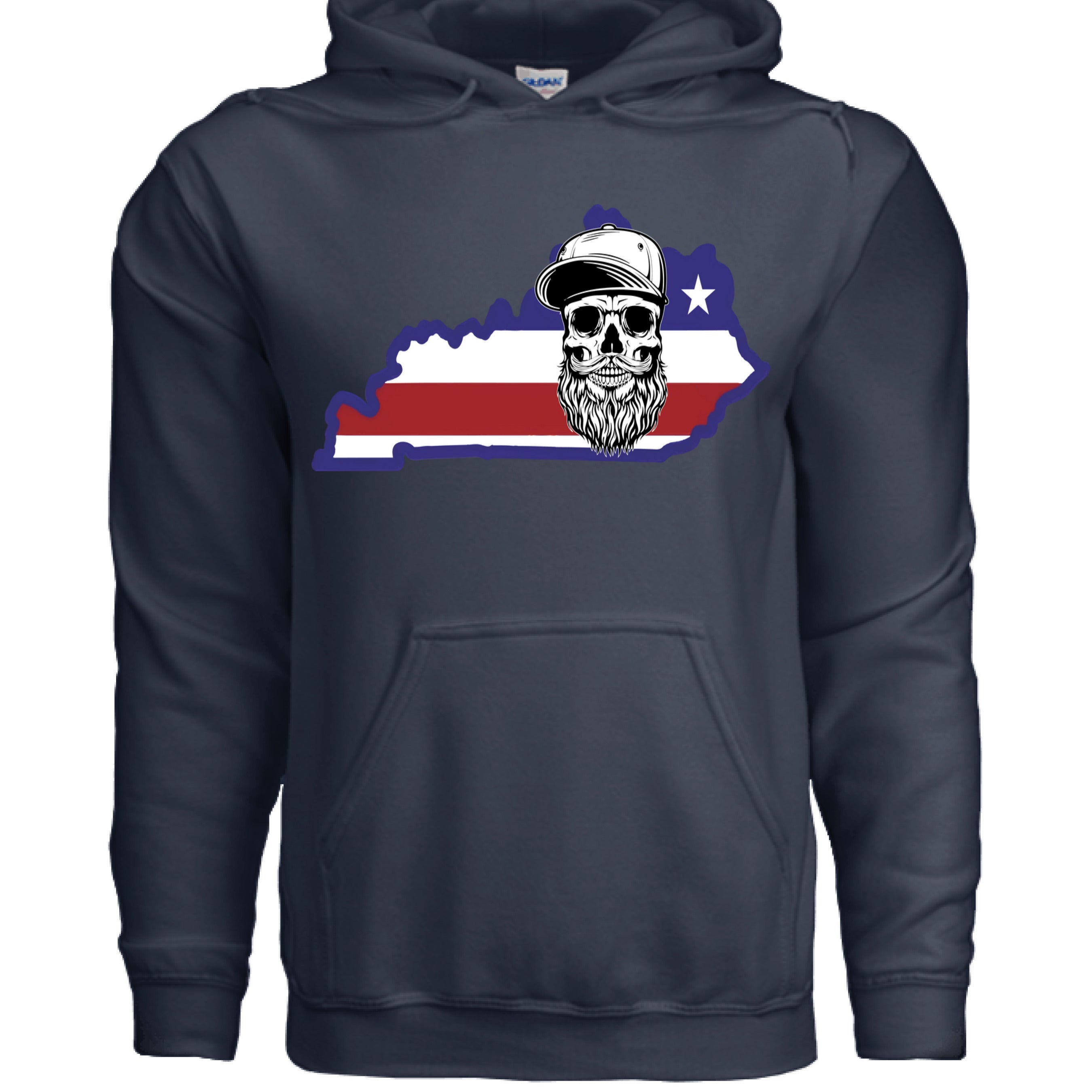 Kentucky Bearded Skull Hoodie NAVY - FRONT