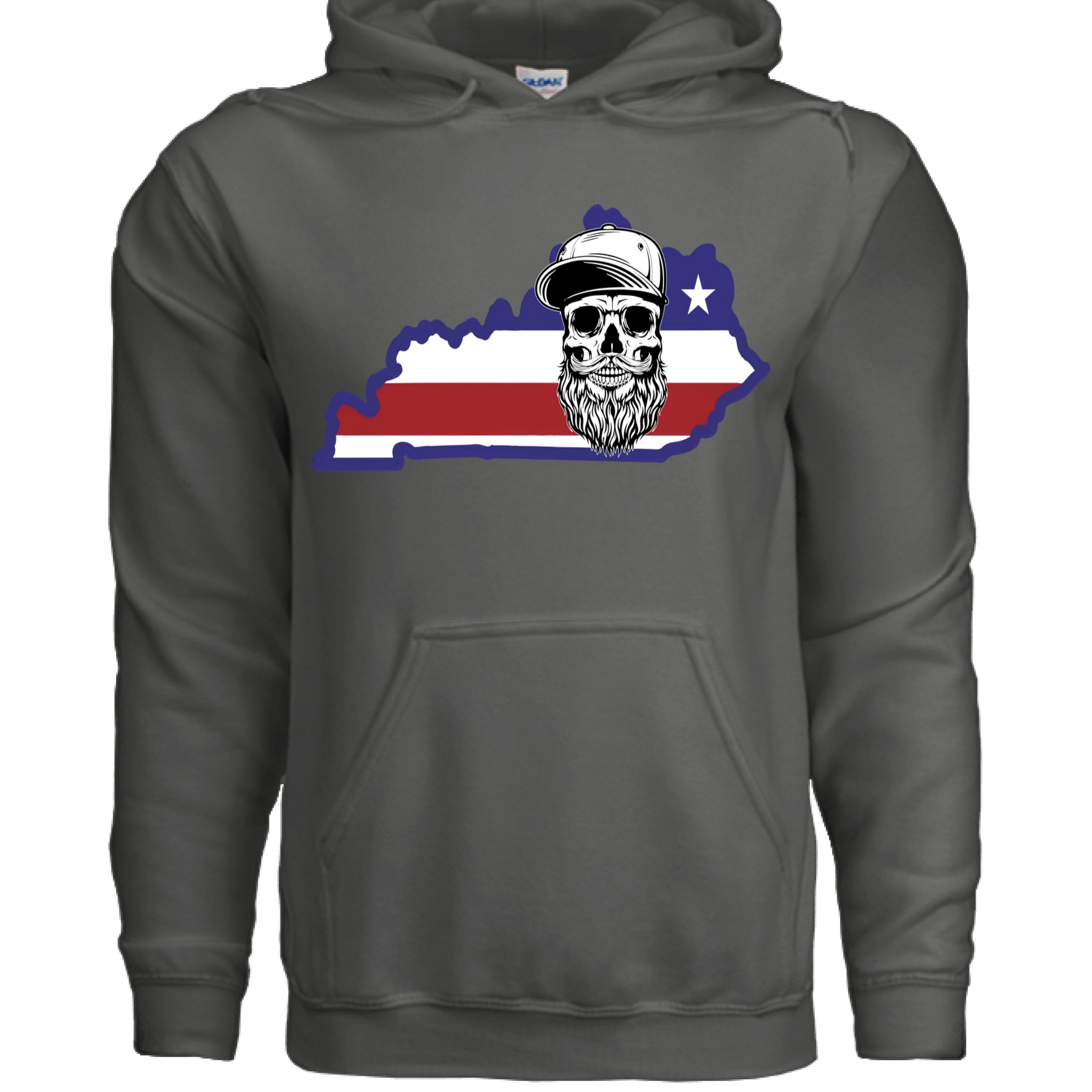 Kentucky Bearded Skull Hoodie CHARCOAL - FRONT