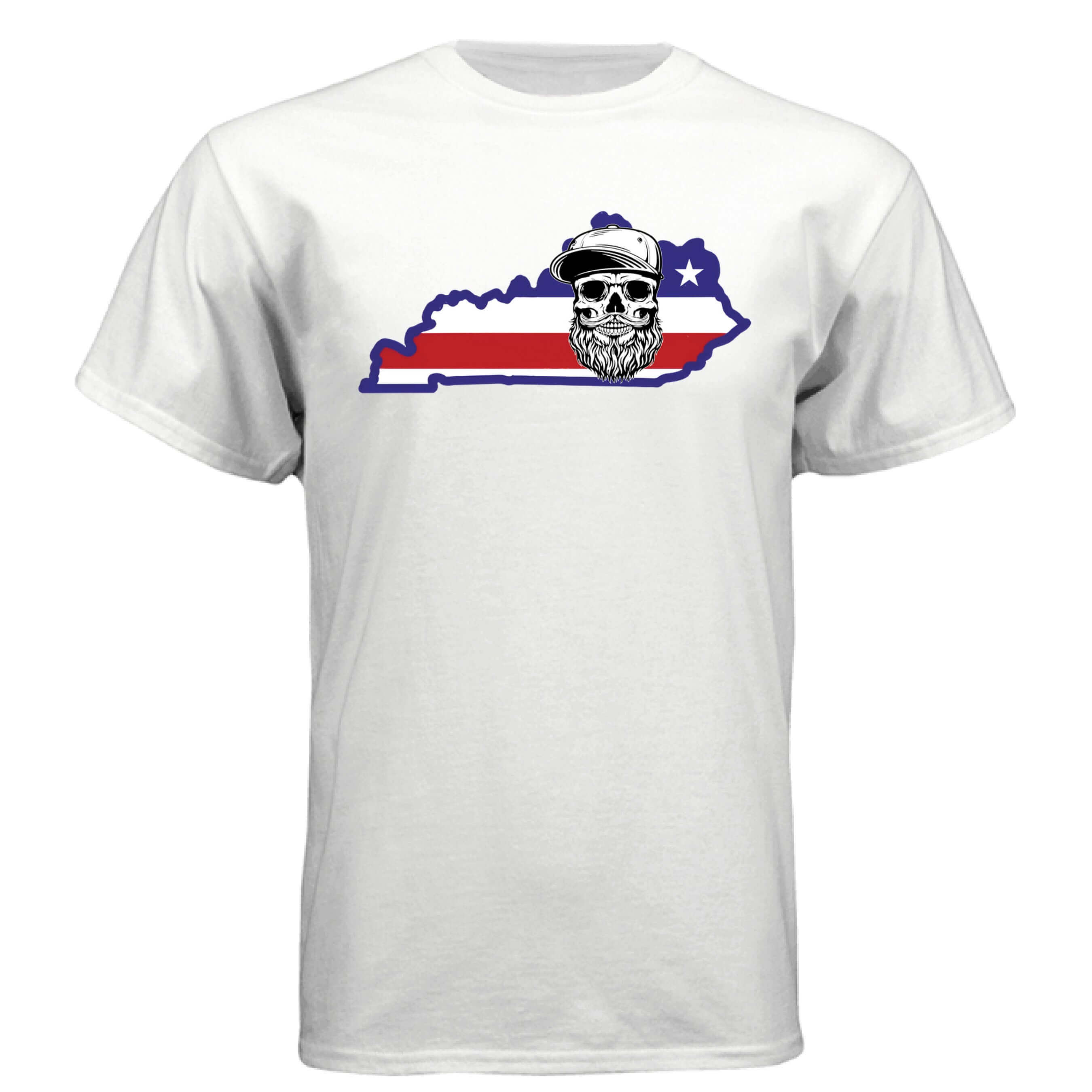 Kentucky Bearded Skull Pride T-Shirt – Bold Style for True Beard Lovers  WHITE - FRONT