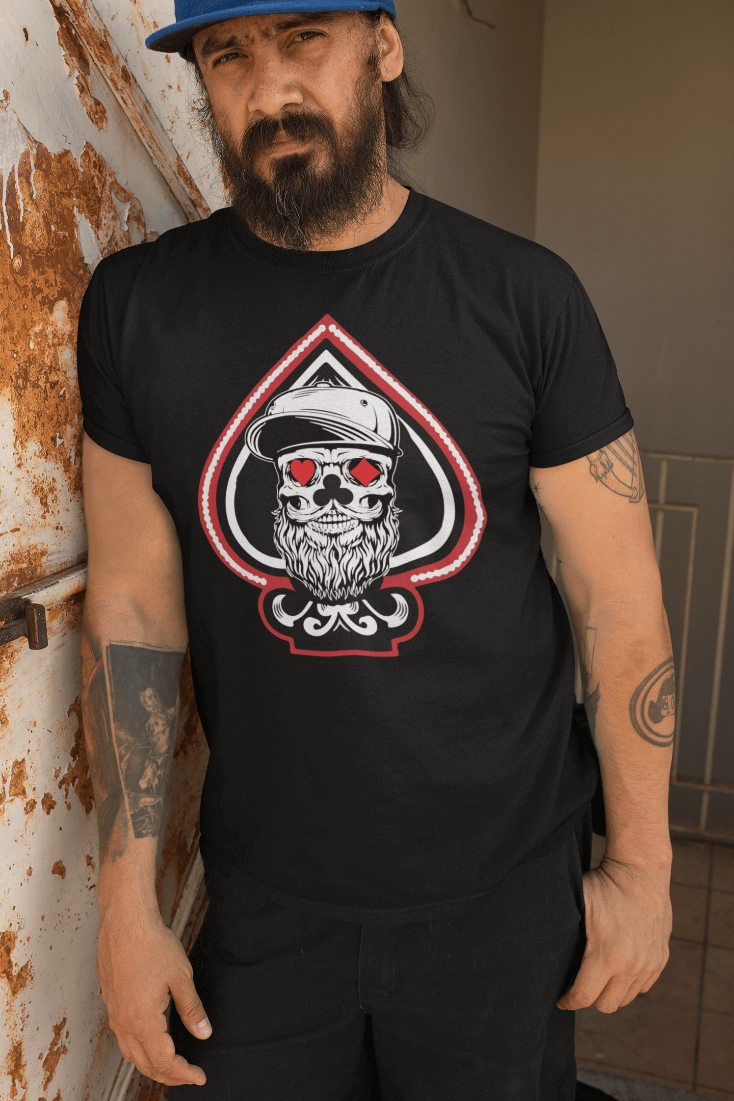 King of Aces Bearded Skull Hanes T Shirt