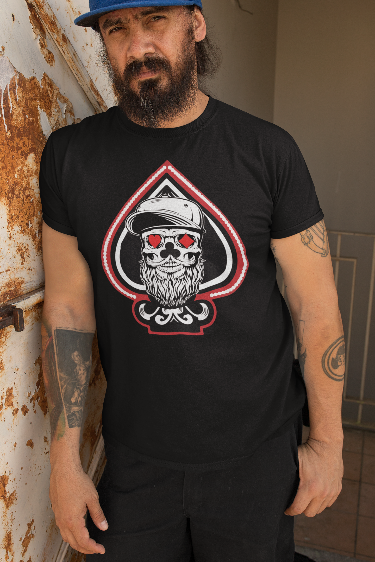King of Aces Bearded Skull Hanes T Shirt