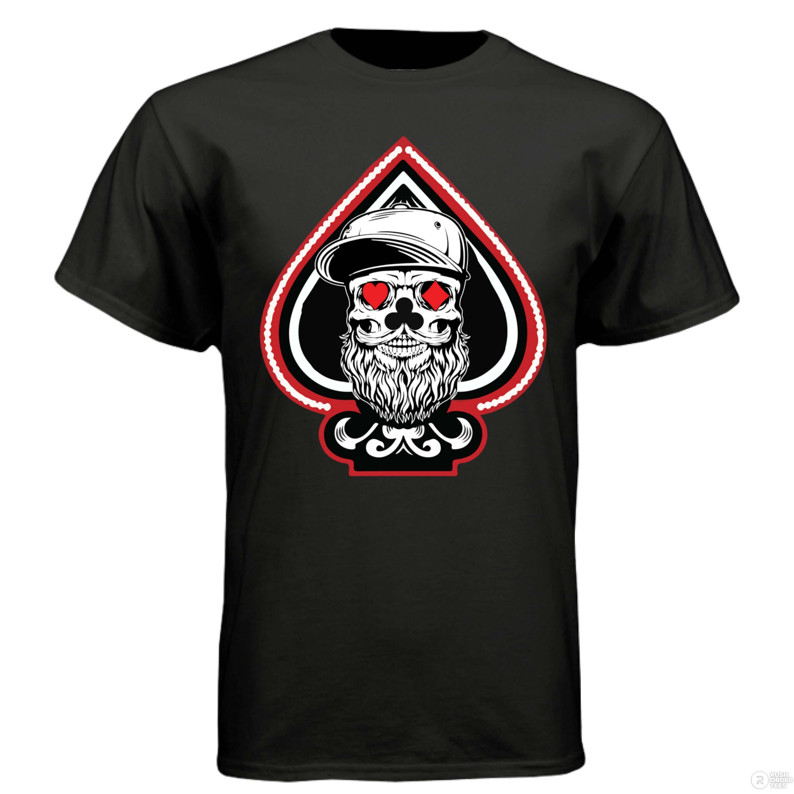 King of Aces Bearded Skull Hanes T Shirt Black