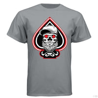 King of Aces Bearded Skull Hanes T Shirt grey