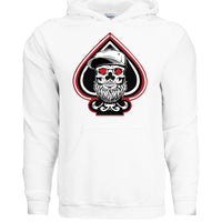 King of Aces Bearded Skull Hoodie WHITE - FRONT