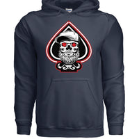 King of Aces Bearded Skull Hoodie NAVY - FRONT