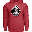 King of Aces Bearded Skull Hoodie RED - FRONT