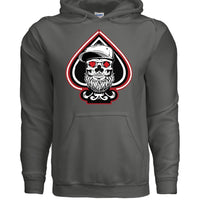 King of Aces Bearded Skull Hoodie CHARCOAL - FRONT