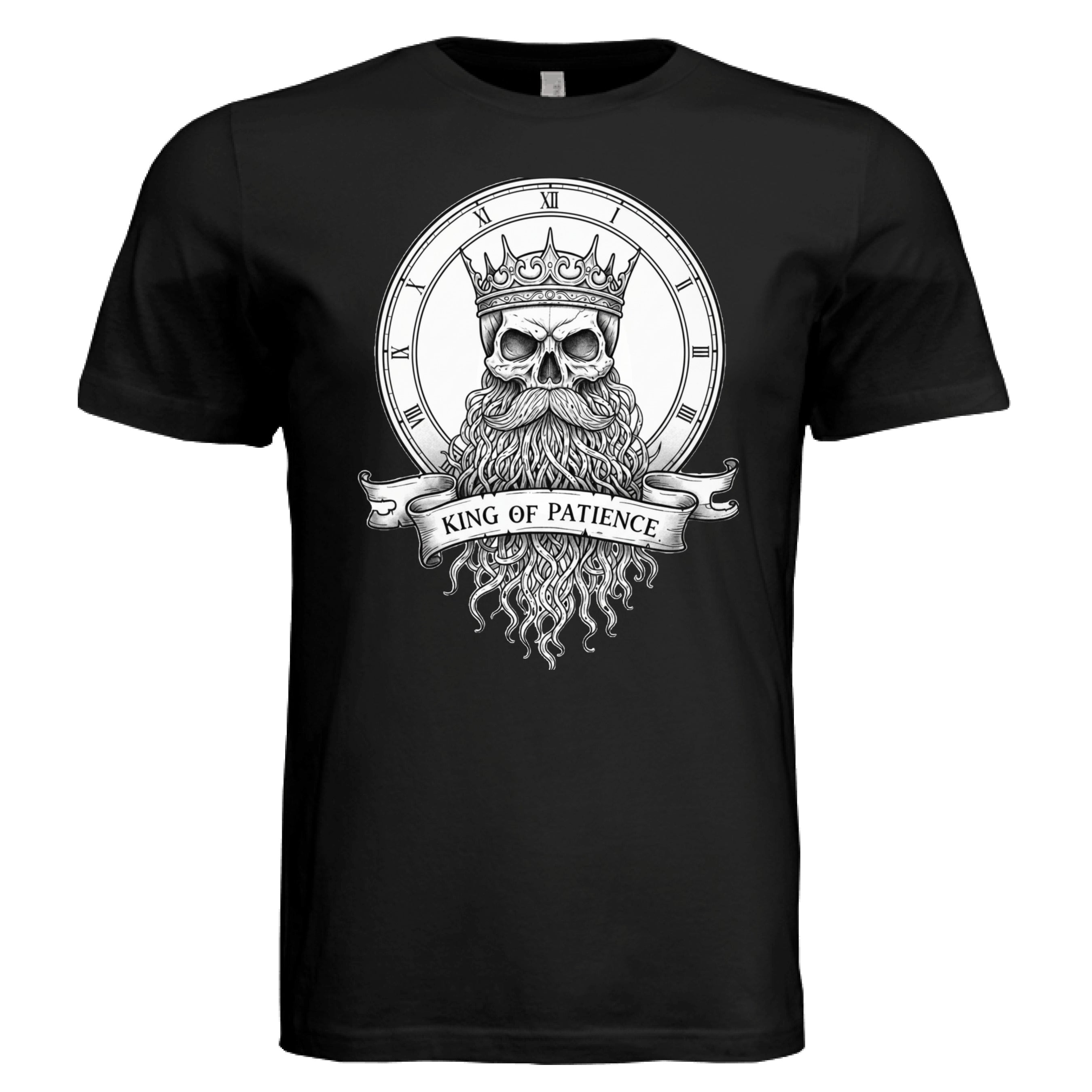 King of Patience Gothic Beard T-Shirt Symbol of Timeless Wisdom
BLACK - FRONT